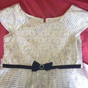 Jona Michelle dress, (white & silver w/ black trim) girls' size 12